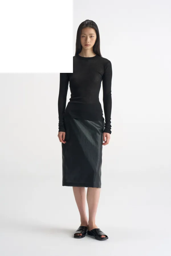 Sheer Tencel Long Sleeve Tee_Black