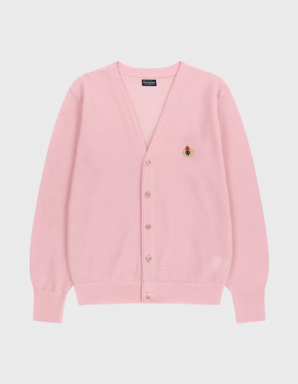 CREST MERINO WOOL CARDIGAN (W) / Pink
