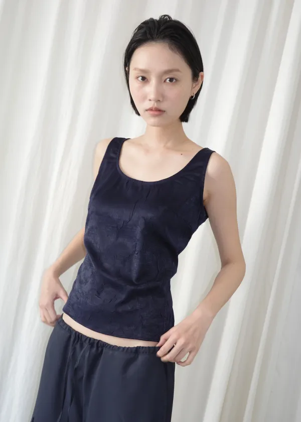 WRINKLE TOP [ NAVY ]
