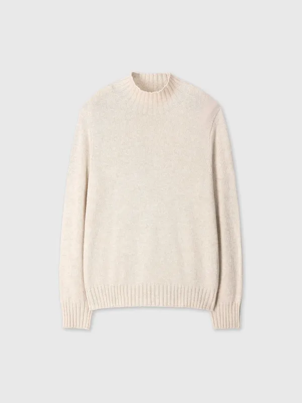 (W) WOOL BLEND OVERSIEZED TURTLENECK_ ECRU/BEIGE