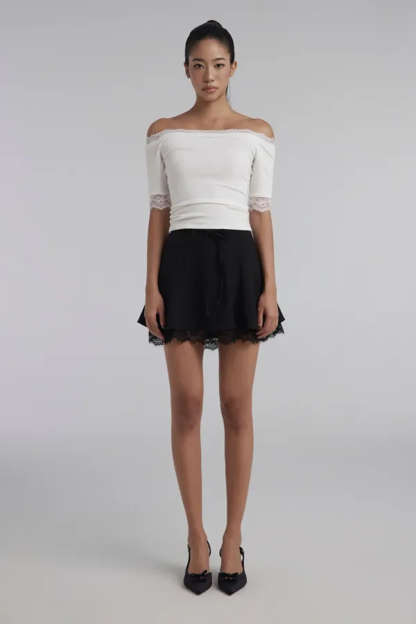 Cream donuts Off-Shoulder Top, White