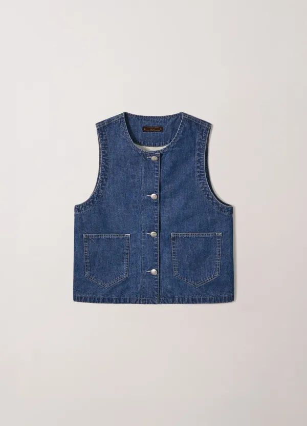 Concho Denim Vest (Washed Blue) - Kair