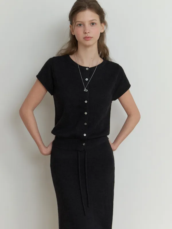 [SET] Two-piece knit set (black)