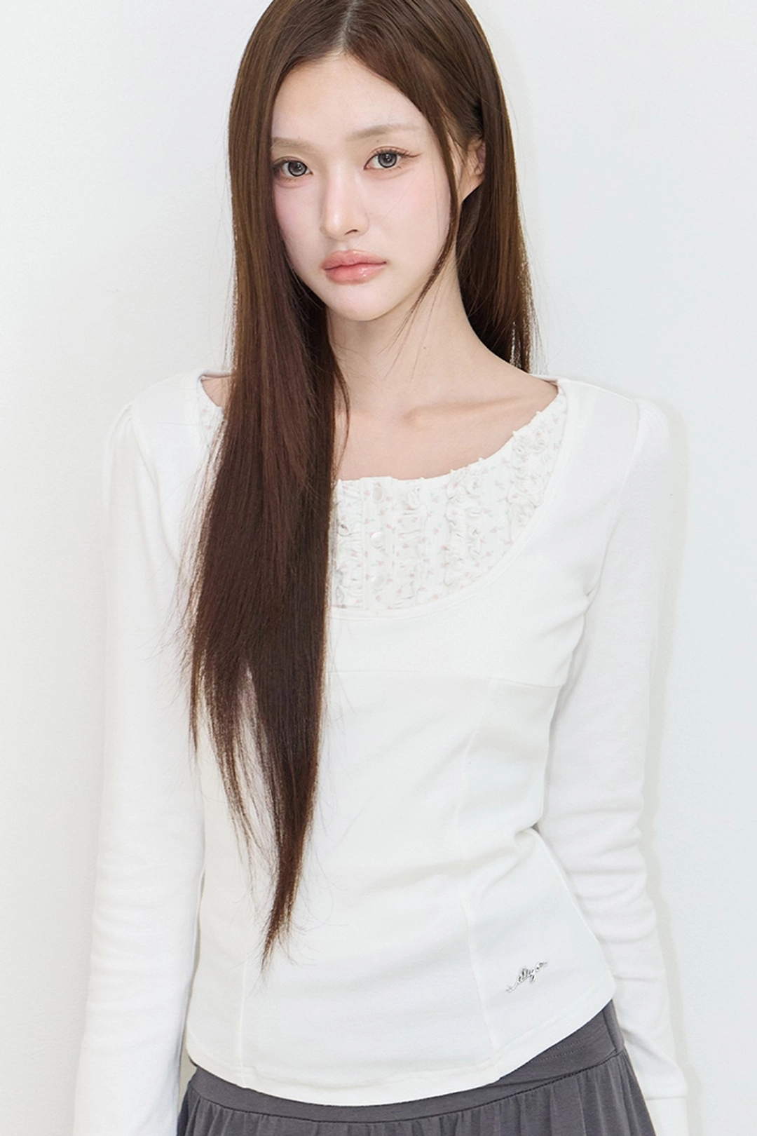 일리고 러플 레이어드 롱슬리브 플라워 상품 이미지 1
