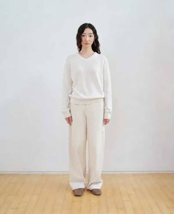Cashmere Superfine Wool V-Neck Knit_IVORY
