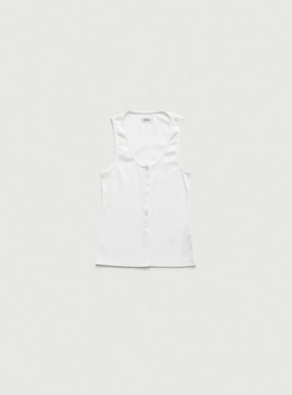 Clara Button Layer Tank Top_Ivory