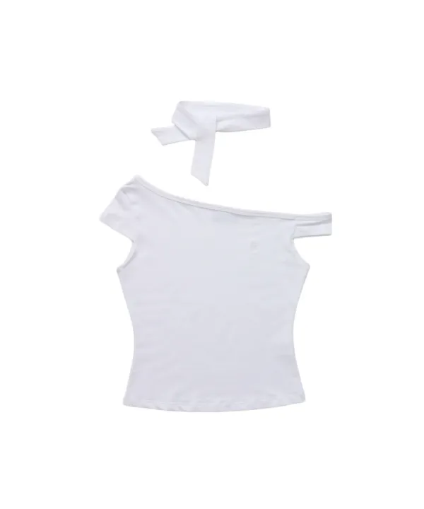 PETITE SCARF SHORT SLEEVE WHITE
