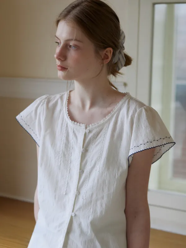 Embroidery lace blouse [KNSS08BL05]_Ivory