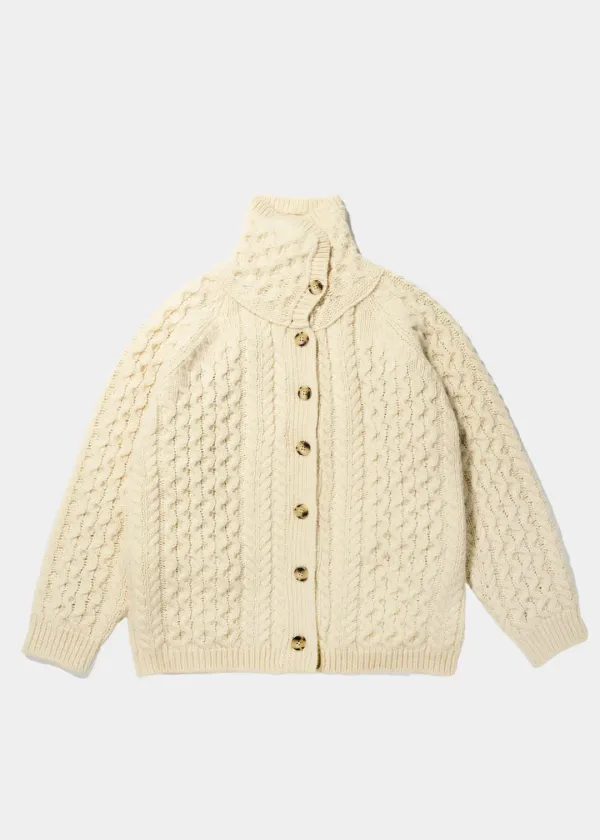 SHETLAND PURE WOOL CARDIGAN - CREAM