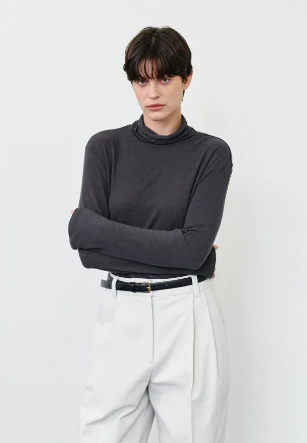 ROLL TURTLE NECK T-SHIRTS - CHARCOAL