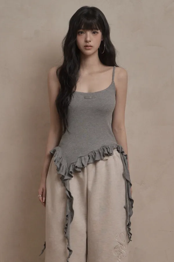 Ruffle Layered Sleeveless (gray)