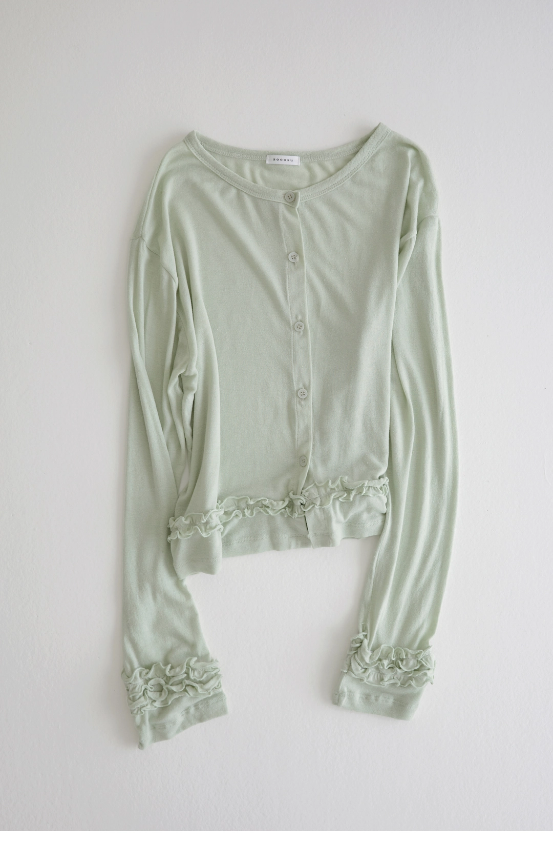 순수 Ruffle Cardigan Mint 상품 이미지 1