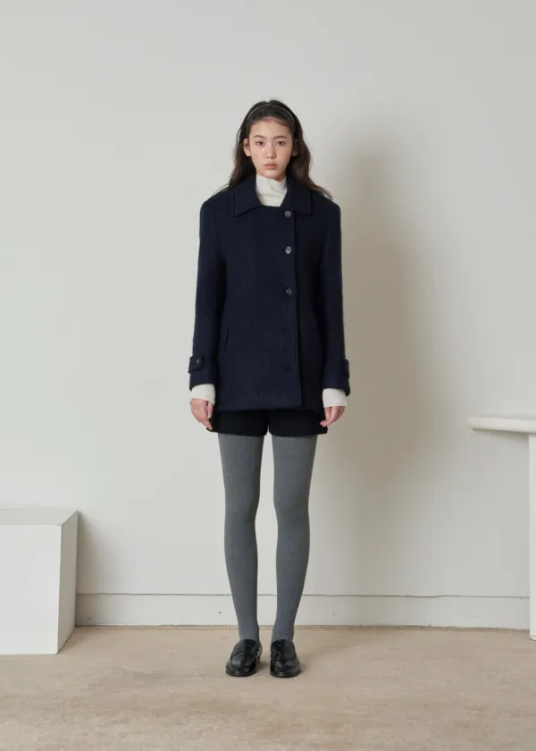 Villa Alpaca Half Coat(Navy)