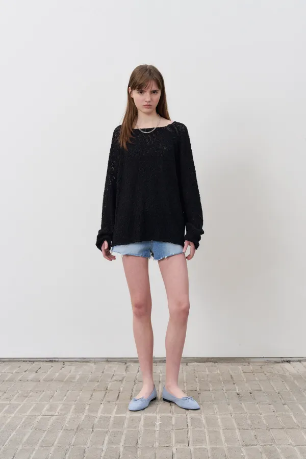 Plain Long Sleeve Knit - Black