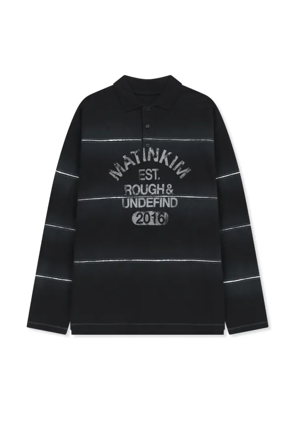 REVEAL STRIPE LOGO COLLAR TOP FOR MEN IN BLACK