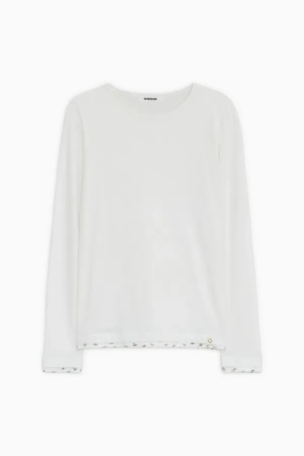 [10/6 SOON] FLORAL LAYERED LONG SLEEVE, IVORY