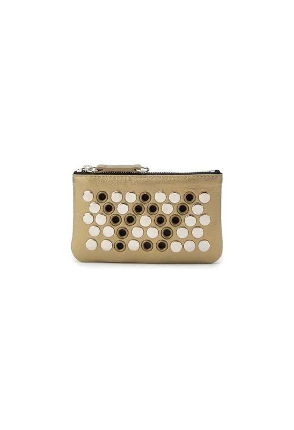 YY PUNCH STUD CHAIN WALLET, ANTIQUE GOLD