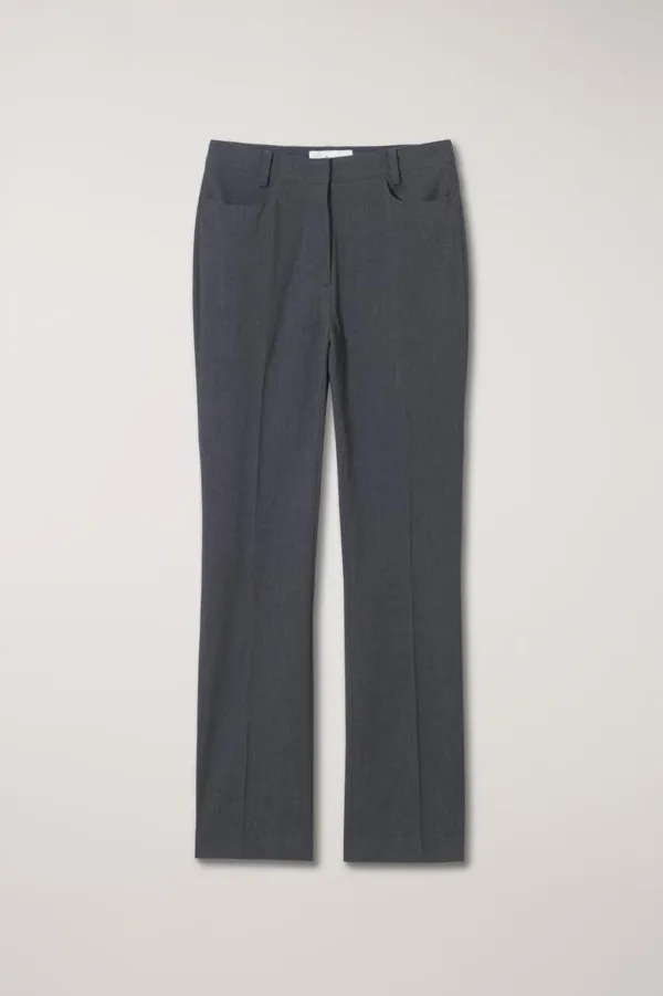 SEMI BOOT-CUT SLIM SLACKS CHARCOAL GREY_UDPA4C203CG