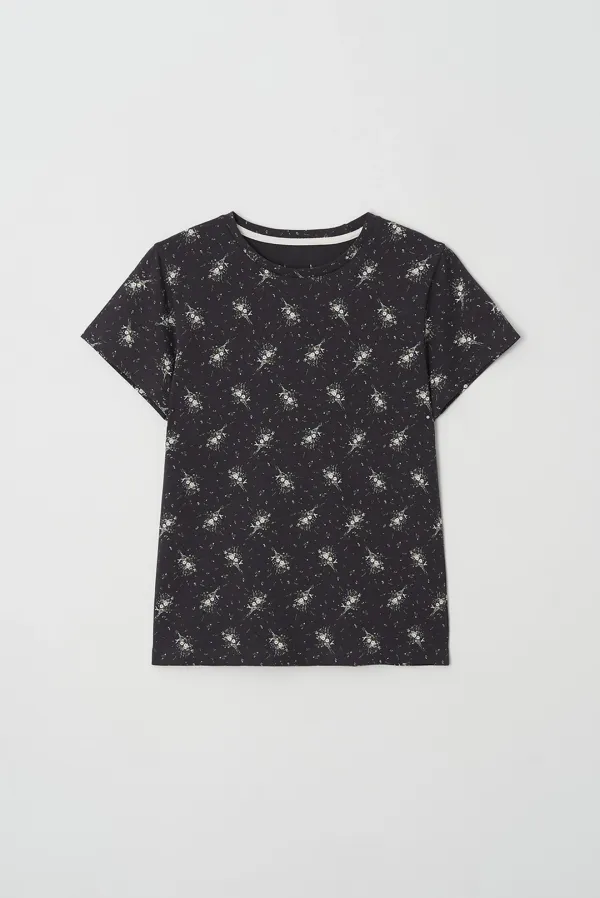 renee print tee - charcoal