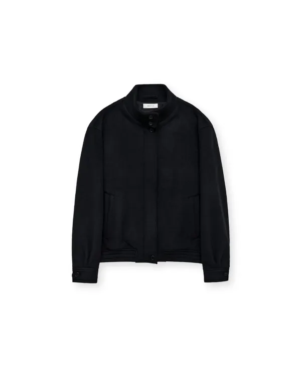 (10/23 예약 배송)W Stand Collar Wool Blouson, Black