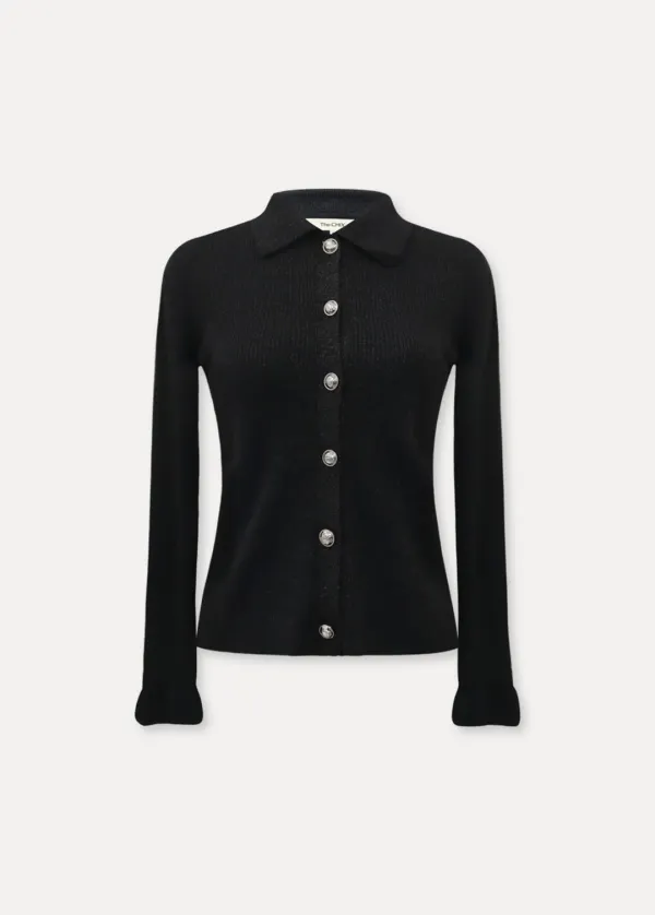 CHIXLABEL H 26SS 로니 메탈릭 니트 가디건 - Black