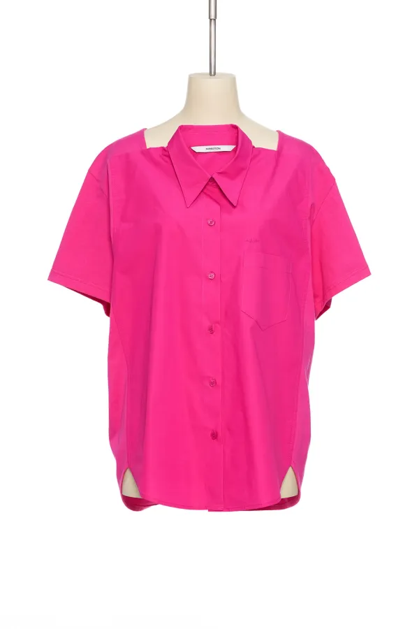 PF25 PINK MOVABLE COLLAR HALF SLEEVE SHIRT