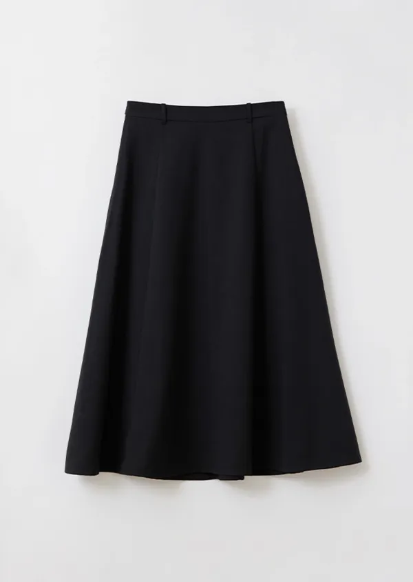 flared long skirt-black