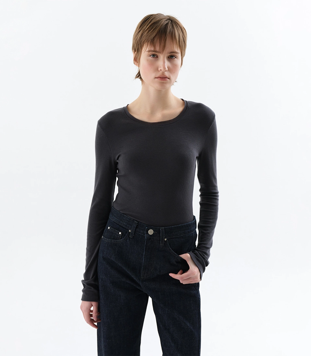 씨에씨 DOUBLE-NECK SHEER T-SHIRT 상품 이미지 1