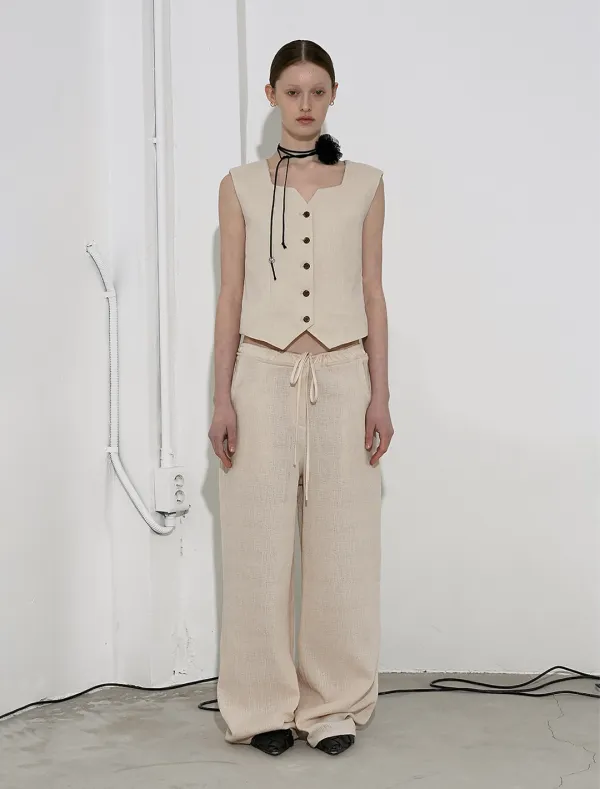 COTTON COMBI PANTS [BEIGE]