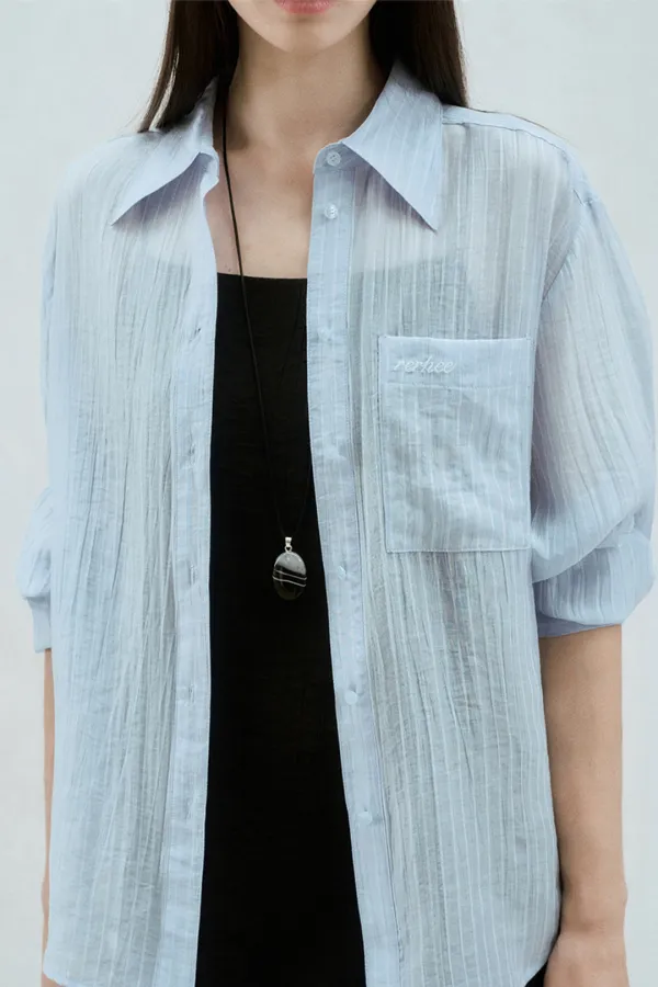 STRIPED SHEER SHIRTS AQUA