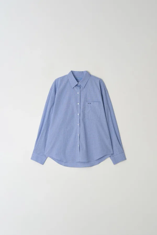 Pocket check shirt ( sky blue )