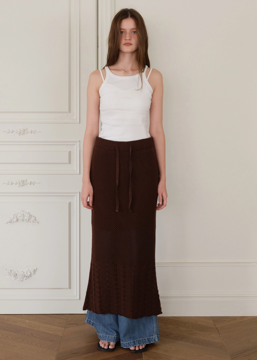 온무드 LIS KNIT LONG SKIRT - BROWN 상품 이미지 2