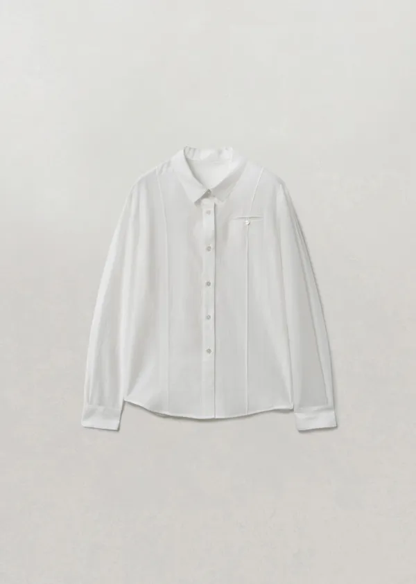 SILKY PINTUCK BLOUSE (sand ivory)
