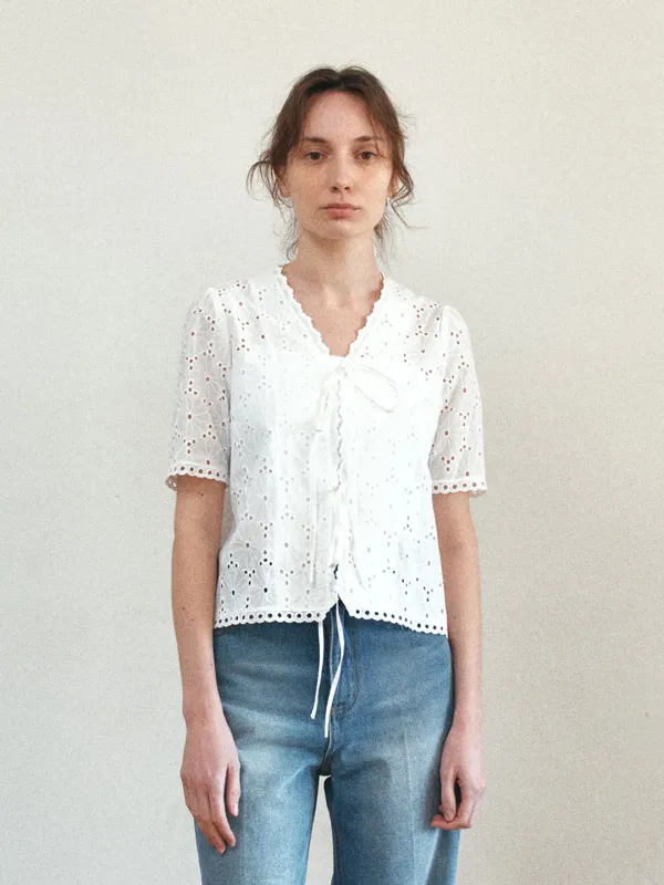 TIR EMBROIDERY LACE BLOUSE_WHITE