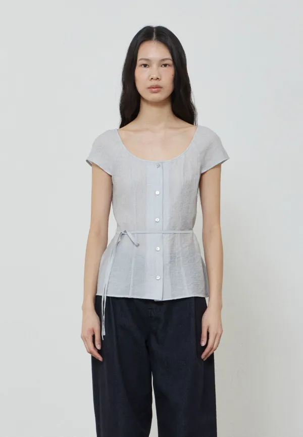 WIDE NECK BLOUSE - LIGHT BLUE