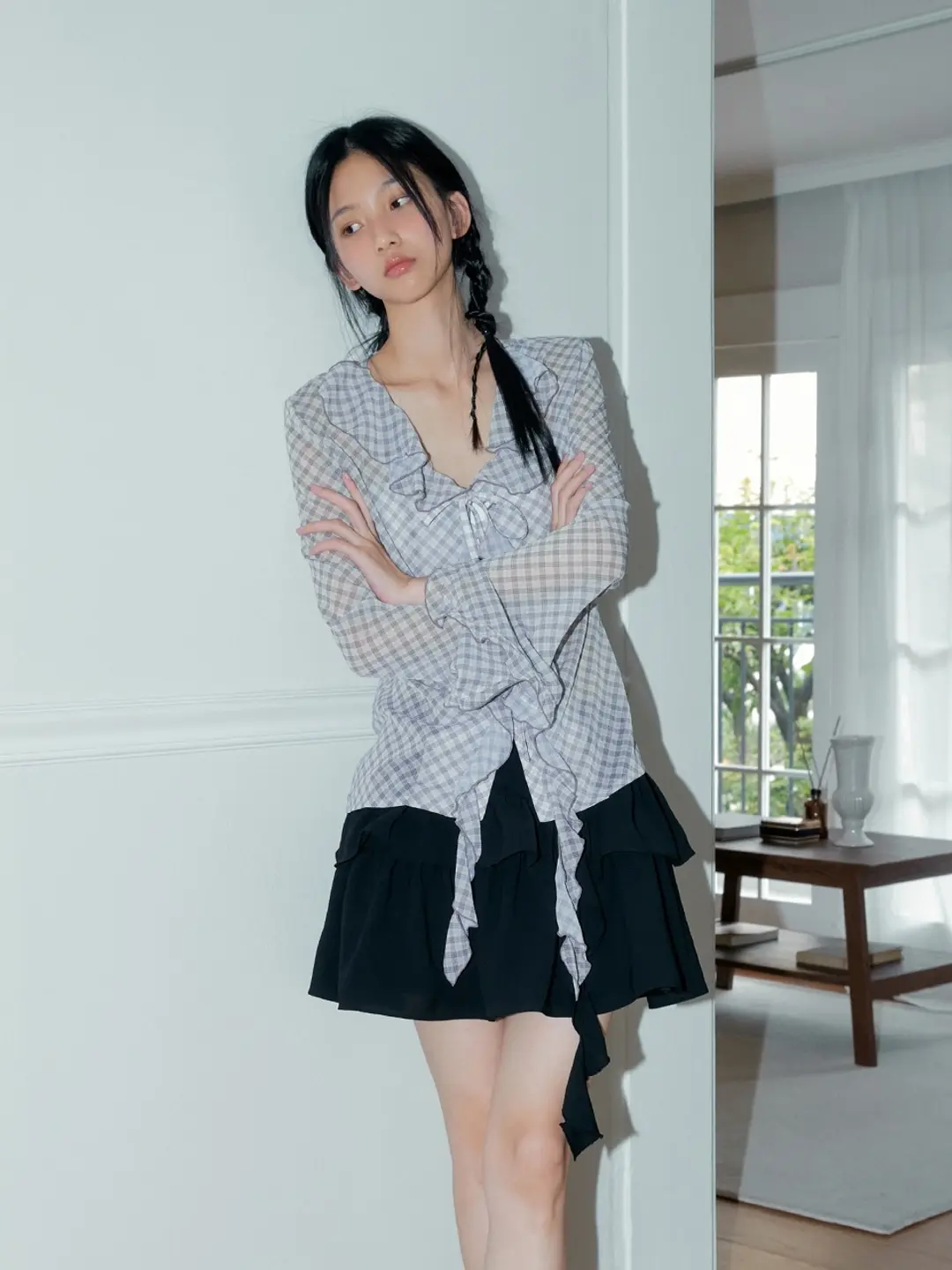 마가린핑거스 RUFFLE UNBALANCE SKIRT (BLACK) 상품 이미지 2