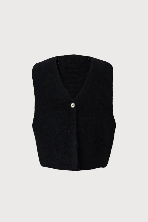 Part.7 Alpaca cozy vest (black, brown)