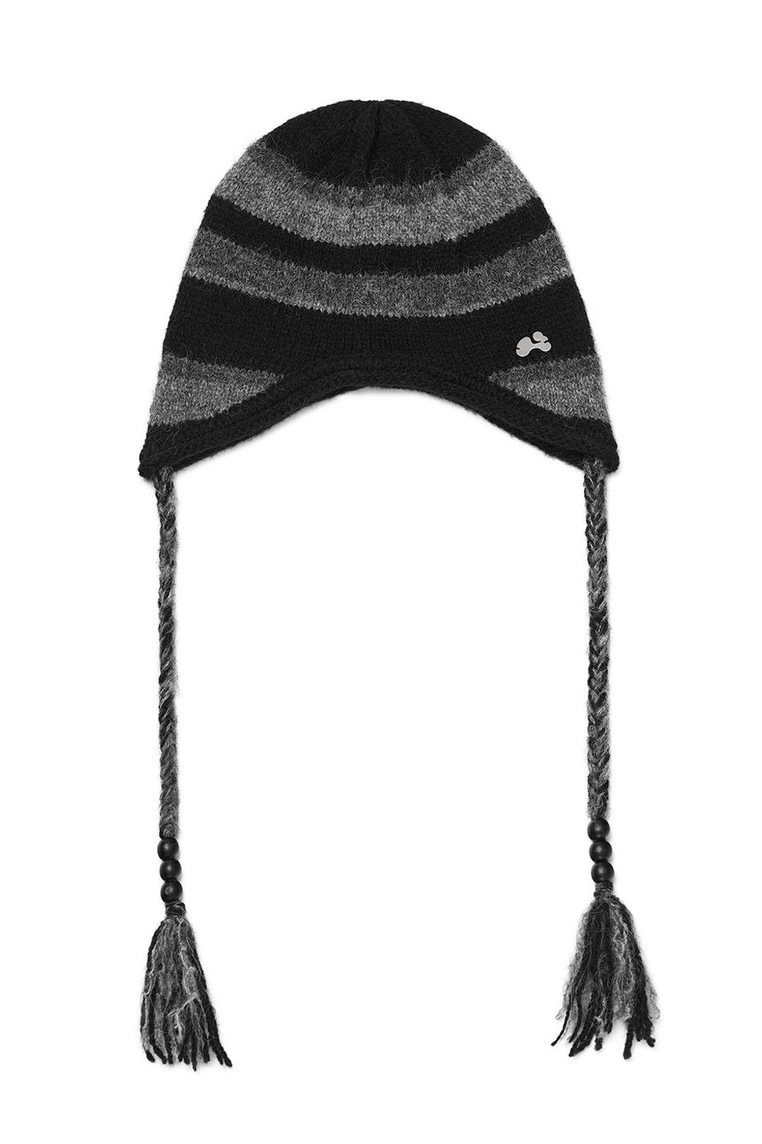 허그유어스킨 Stripe earflap beanie (Charcoal) 상품 이미지 1