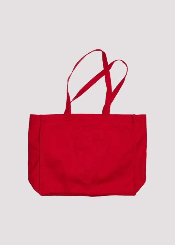 APPLIQUE CANVAS BAG HEART RED