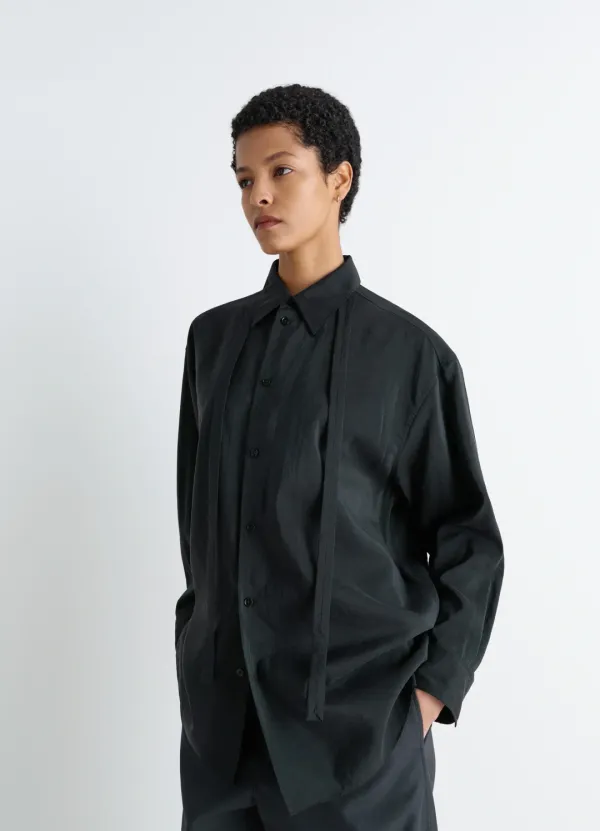 LONG SHIRT WITH TIE IN DRY SILK