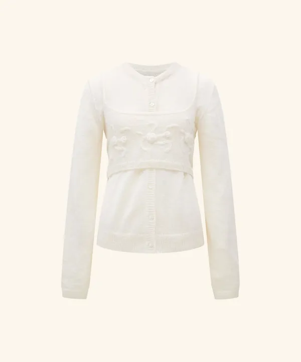 Koa Bustier Mohair Wool Cardigan ( Cream )