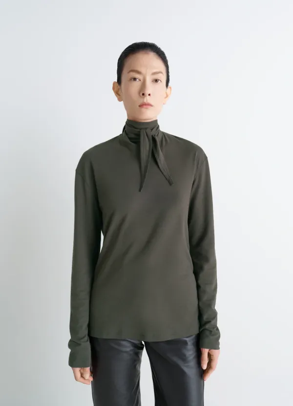 LONG SLEEVE FOULARD TOP IN JERSEY