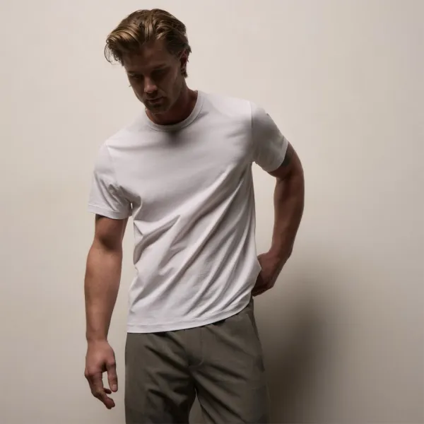 Lotus Jersey Double Ply Crew - White