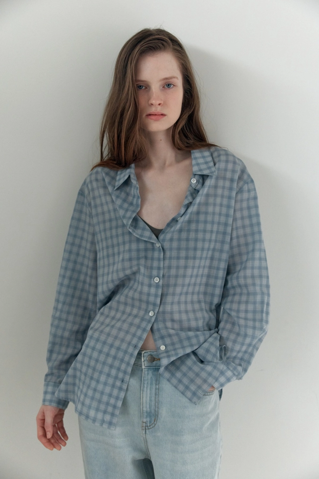 더릴 [8th] Tilly Check Shirts_Sky blue 상품 이미지 1