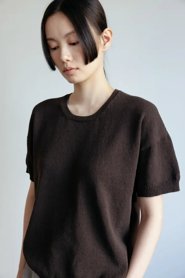 Wholegarment Boucle Half Knit (Brown)