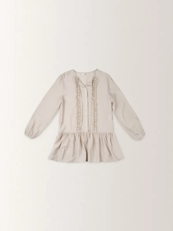 RUFFLE WRAP BLOUSE [ BEIGE ]