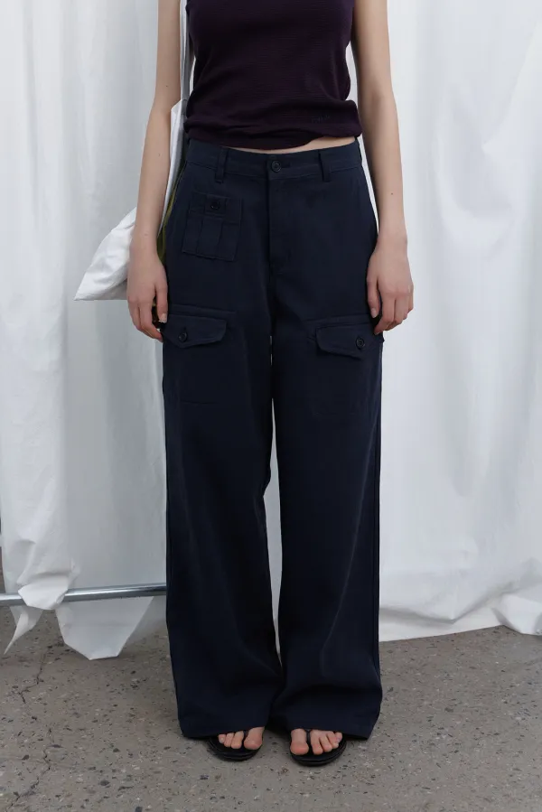 Front cargo pants (navy)