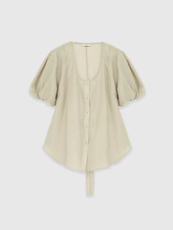 Tencel Line Blouse (Beige)
