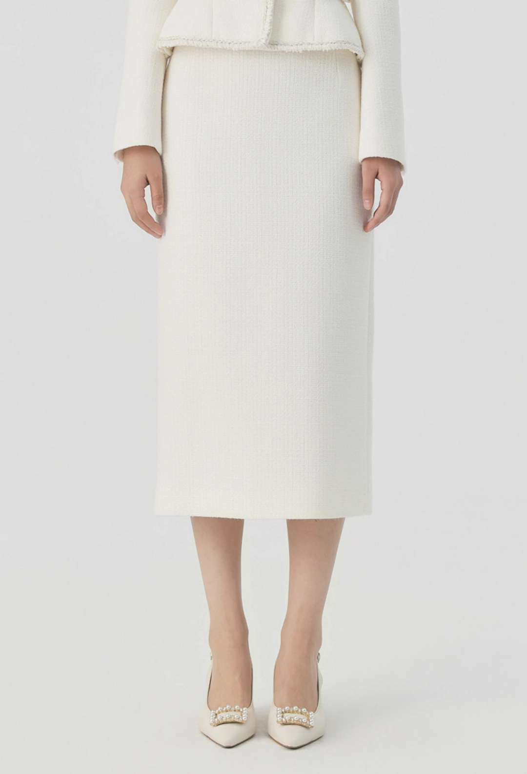 그레이스유 [9/28일 순차출고 예정] Lumiere Tweed H-line Skirt (Ivory) 상품 이미지 1