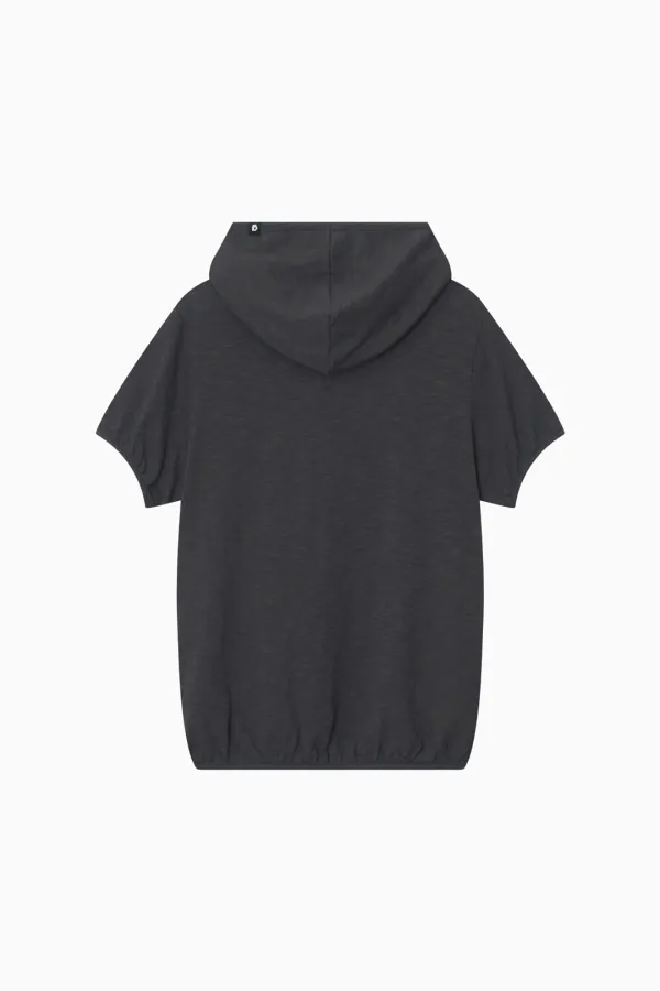 COWL NECK HOODED TEE, CHARCOAL